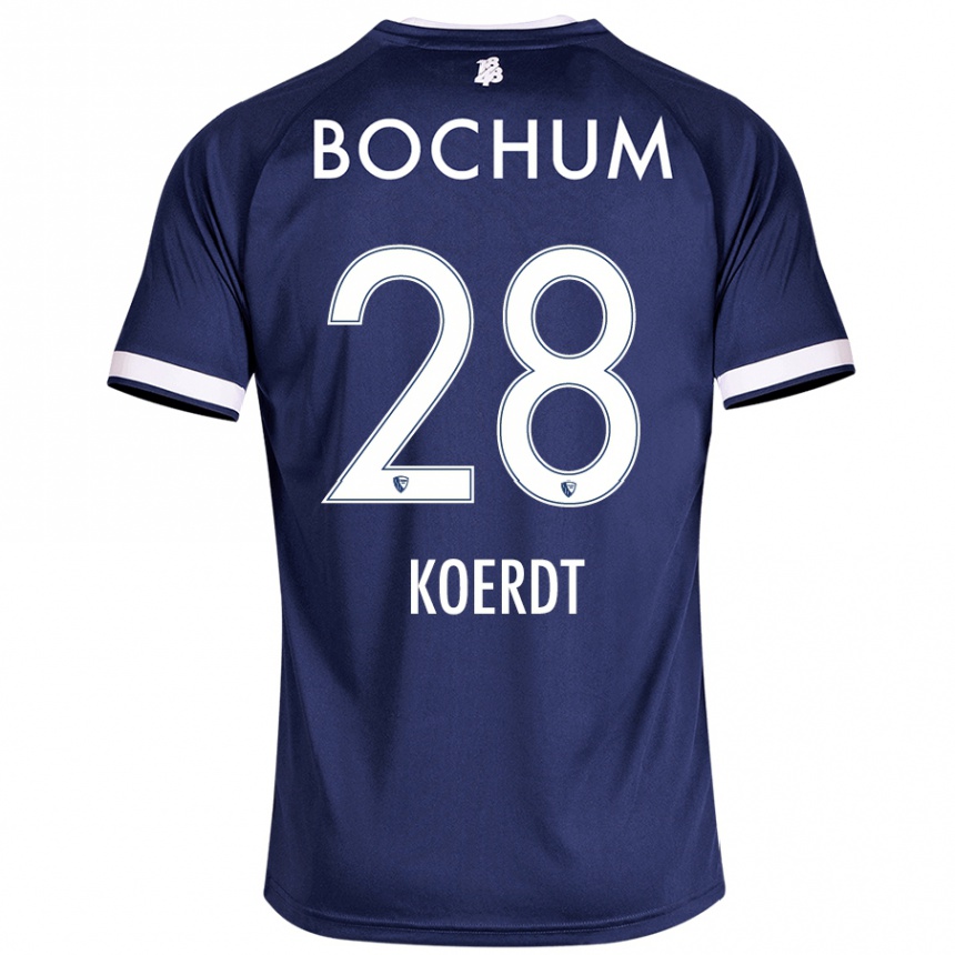 Herren Fußball Lennart Koerdt #28 Dunkelblau Heimtrikot Trikot 2024/25 T-Shirt Luxemburg