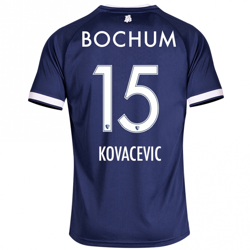 Herren Fußball Elhan Kovacevic #15 Dunkelblau Heimtrikot Trikot 2024/25 T-Shirt Luxemburg