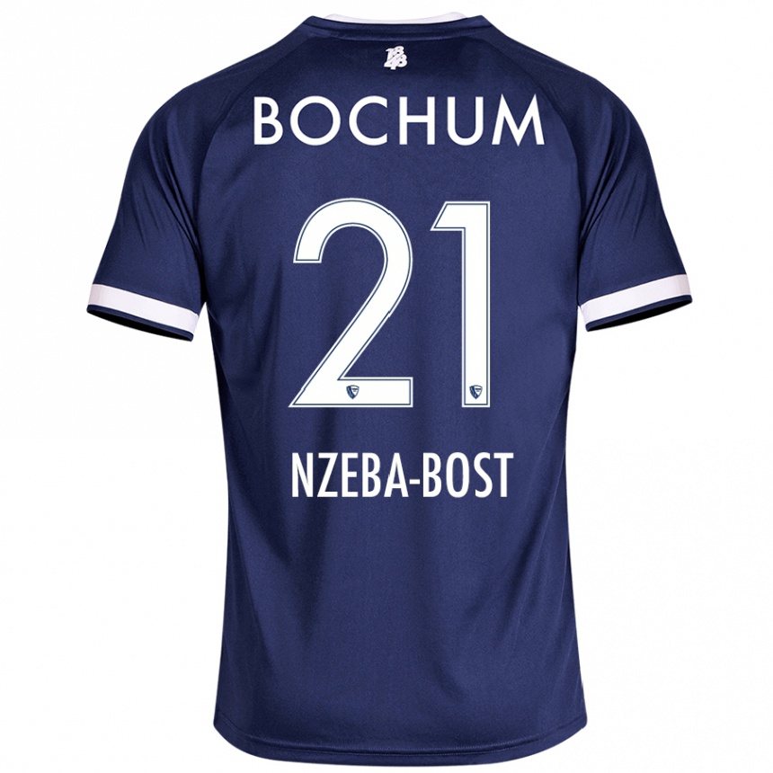 Herren Fußball Jan Nzeba-Bost #21 Dunkelblau Heimtrikot Trikot 2024/25 T-Shirt Luxemburg