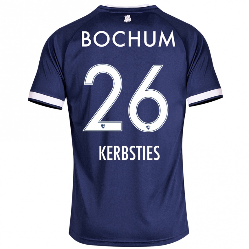 Herren Fußball Keanu Kerbsties #26 Dunkelblau Heimtrikot Trikot 2024/25 T-Shirt Luxemburg