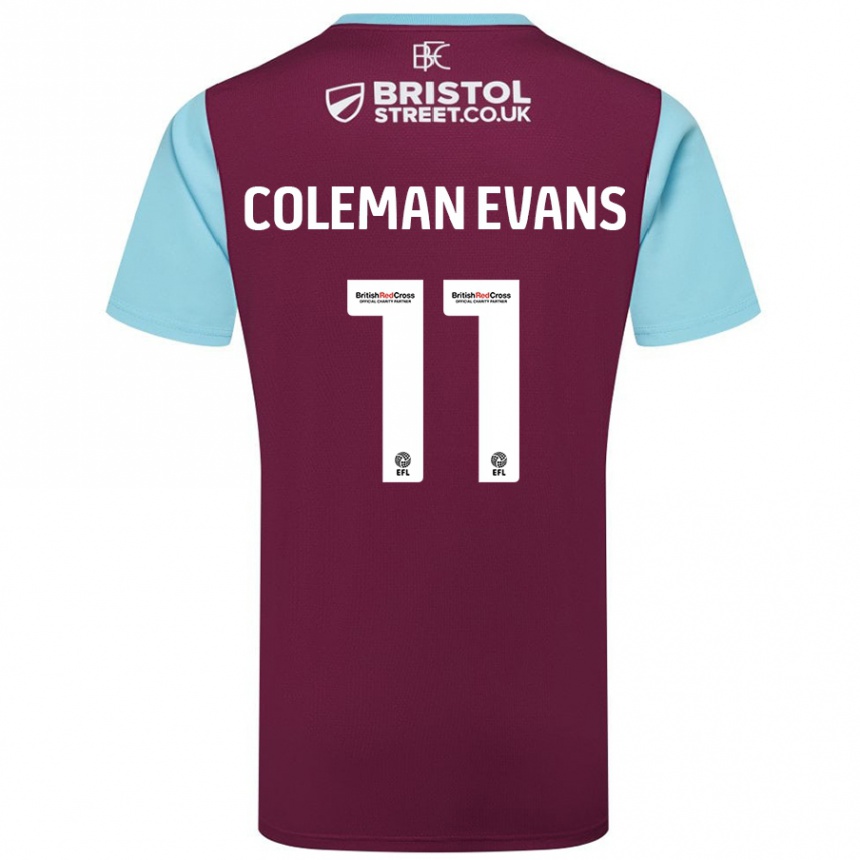 Herren Fußball Amaya Coleman-Evans #11 Burgunderrot Himmelblau Heimtrikot Trikot 2024/25 T-Shirt Luxemburg