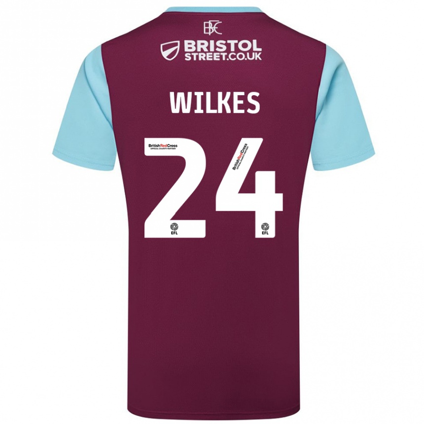 Herren Fußball Tilly Wilkes #24 Burgunderrot Himmelblau Heimtrikot Trikot 2024/25 T-Shirt Luxemburg