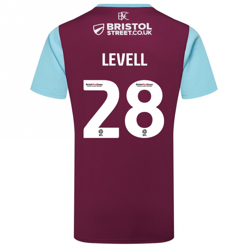 Herren Fußball Kirstie Levell #28 Burgunderrot Himmelblau Heimtrikot Trikot 2024/25 T-Shirt Luxemburg