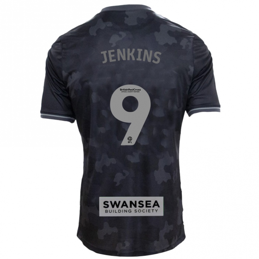 Herren Fußball Nieve Jenkins #9 Schwarz Auswärtstrikot Trikot 2024/25 T-Shirt Luxemburg