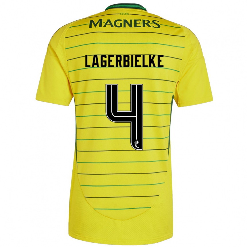 Herren Fußball Gustaf Lagerbielke #4 Gelb Auswärtstrikot Trikot 2024/25 T-Shirt Luxemburg