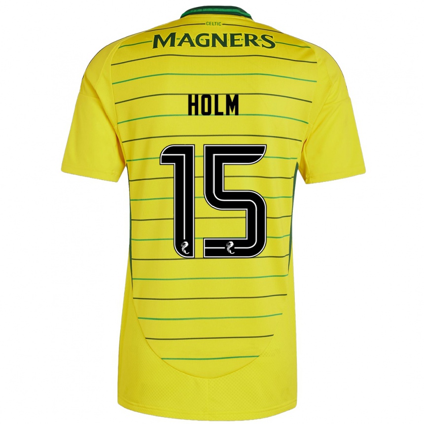 Herren Fußball Odin Thiago Holm #15 Gelb Auswärtstrikot Trikot 2024/25 T-Shirt Luxemburg