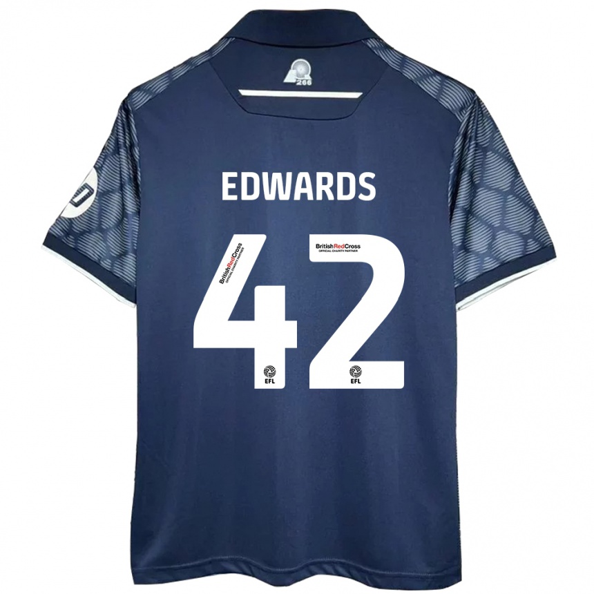 Herren Fußball Callum Edwards #42 Schwarz Auswärtstrikot Trikot 2024/25 T-Shirt Luxemburg