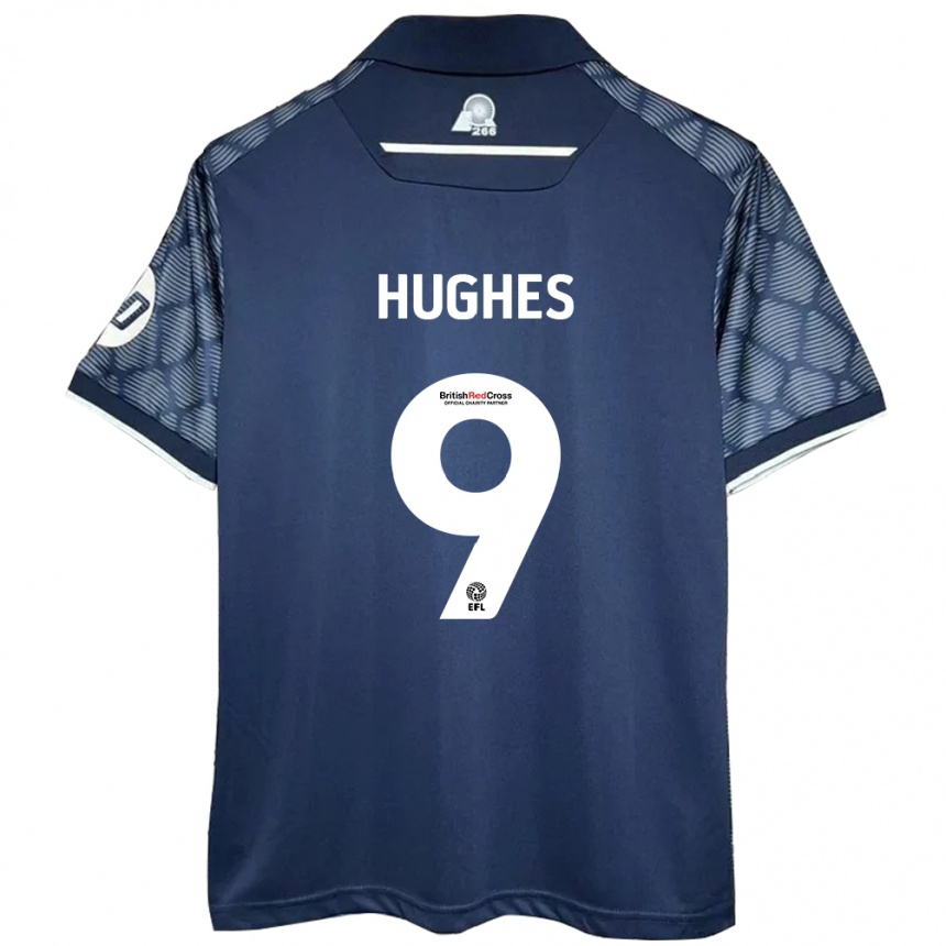 Herren Fußball Rosie Hughes #9 Schwarz Auswärtstrikot Trikot 2024/25 T-Shirt Luxemburg