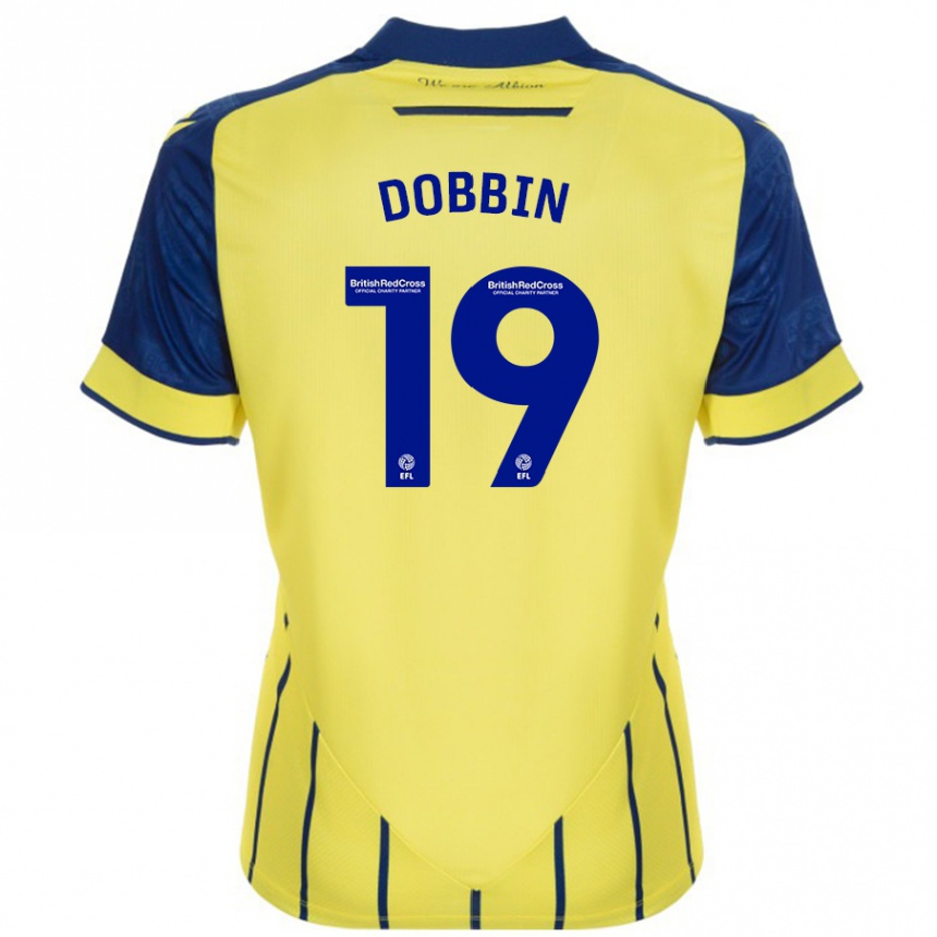 Herren Fußball Lewis Dobbin #19 Gelb Blau Auswärtstrikot Trikot 2024/25 T-Shirt Luxemburg