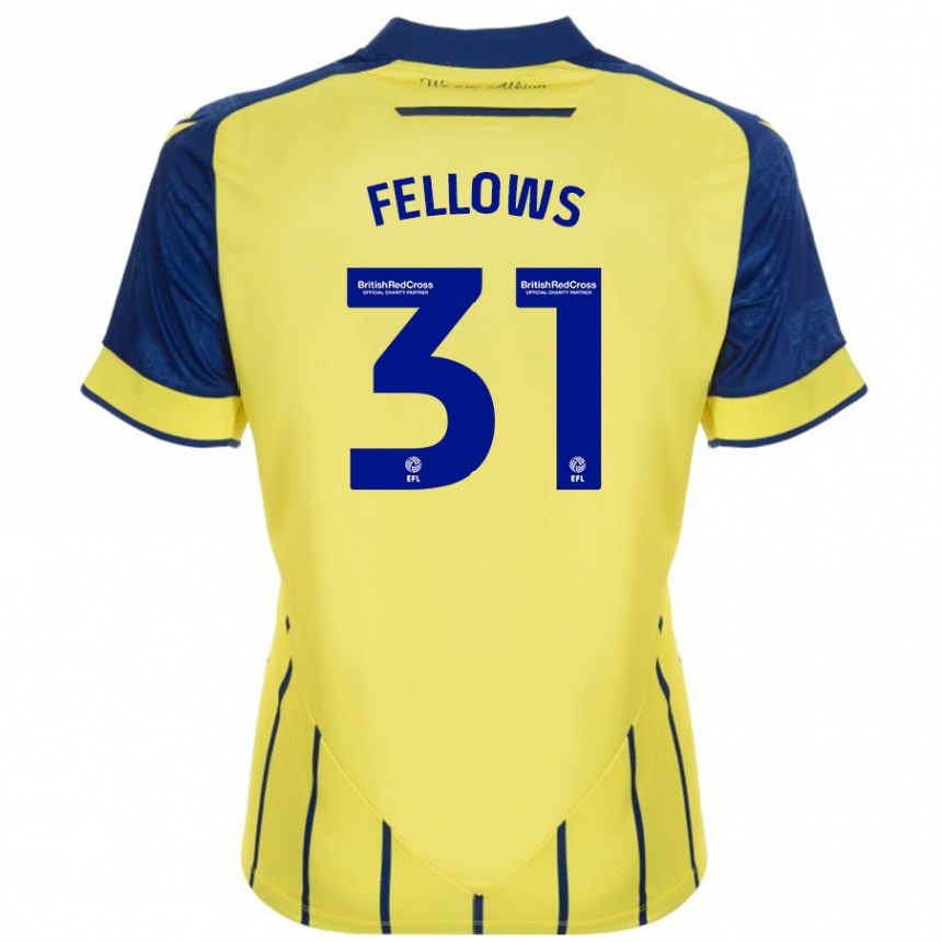 Herren Fußball Tom Fellows #31 Gelb Blau Auswärtstrikot Trikot 2024/25 T-Shirt Luxemburg