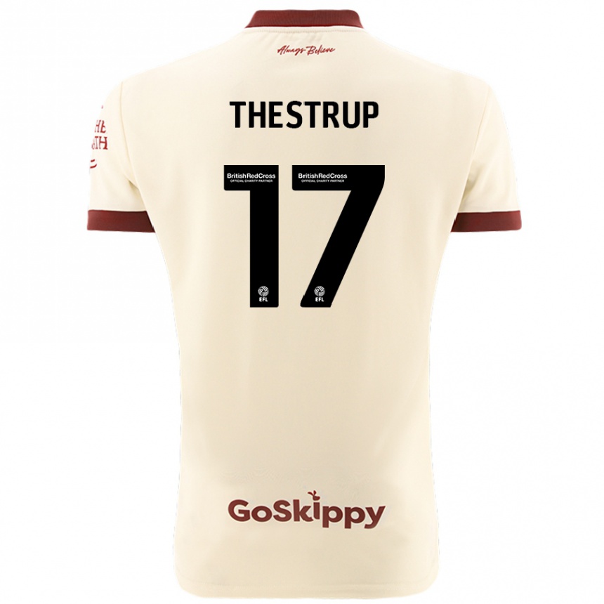 Herren Fußball Amalie Thestrup #17 Cremeweiß Auswärtstrikot Trikot 2024/25 T-Shirt Luxemburg