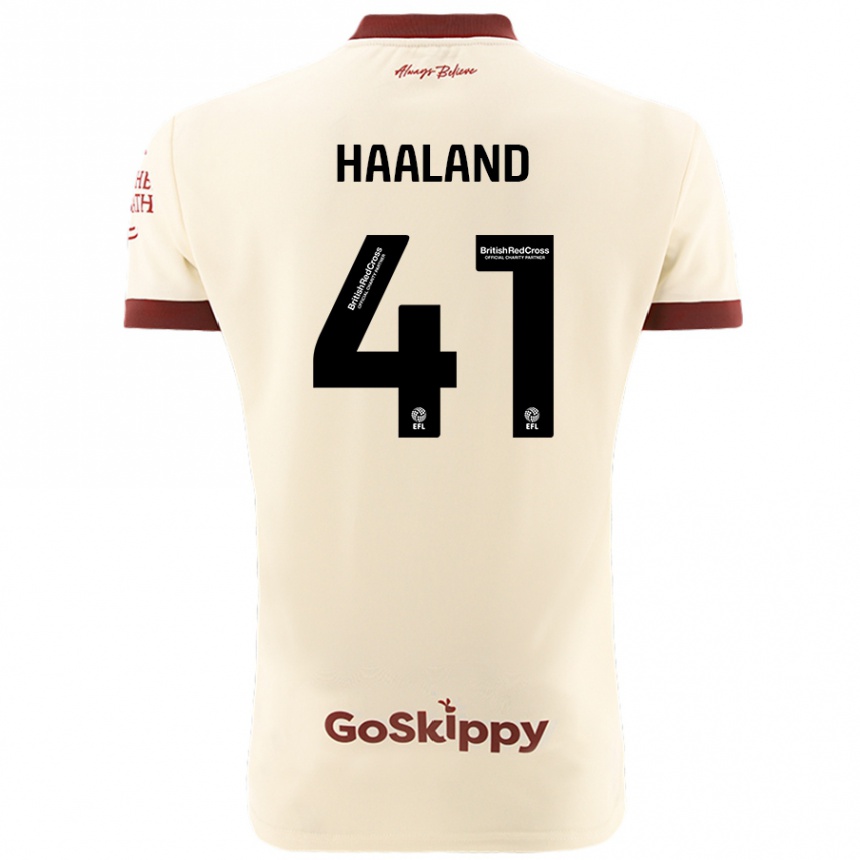 Herren Fußball Benedicte Haaland #41 Cremeweiß Auswärtstrikot Trikot 2024/25 T-Shirt Luxemburg