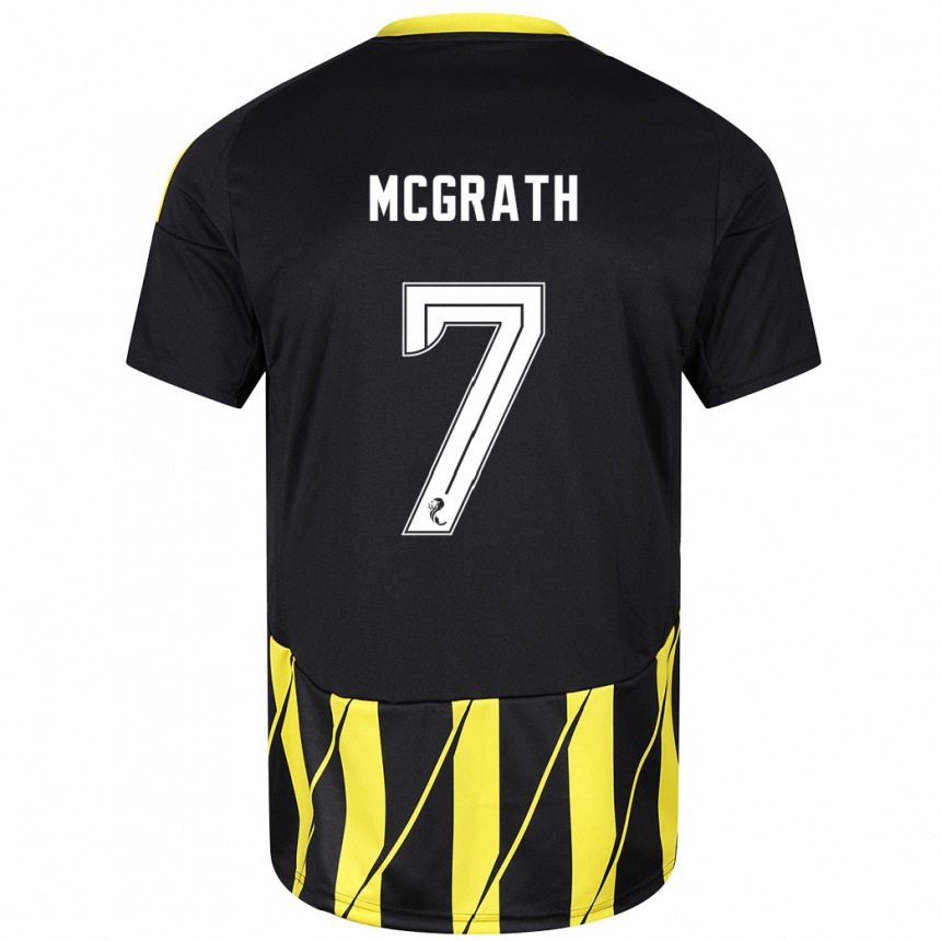 Herren Fußball Jamie Mcgrath #7 Schwarz Gelb Auswärtstrikot Trikot 2024/25 T-Shirt Luxemburg