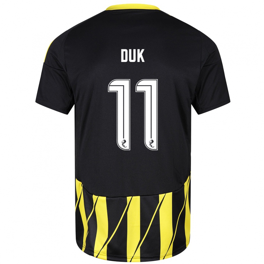 Herren Fußball Duk #11 Schwarz Gelb Auswärtstrikot Trikot 2024/25 T-Shirt Luxemburg