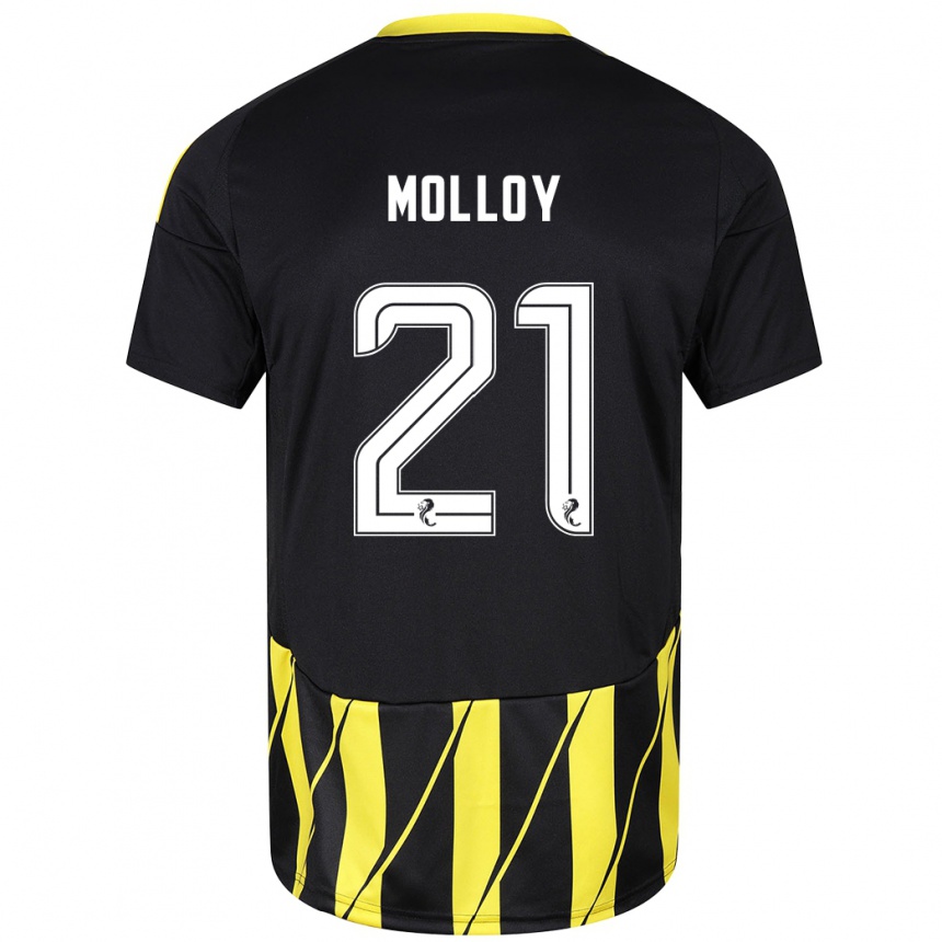 Herren Fußball Gavin Molloy #21 Schwarz Gelb Auswärtstrikot Trikot 2024/25 T-Shirt Luxemburg