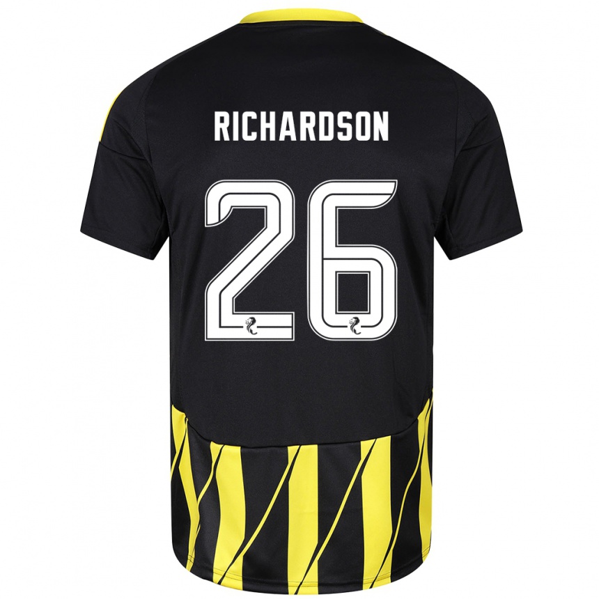 Herren Fußball Jayden Richardson #26 Schwarz Gelb Auswärtstrikot Trikot 2024/25 T-Shirt Luxemburg