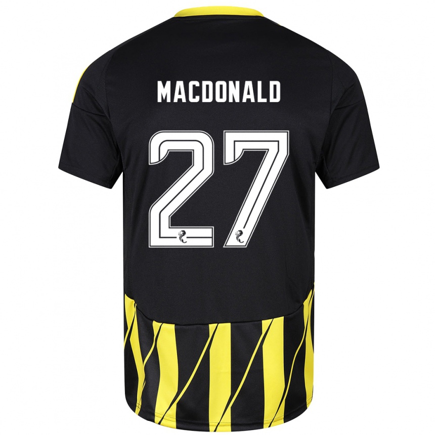 Herren Fußball Angus Macdonald #27 Schwarz Gelb Auswärtstrikot Trikot 2024/25 T-Shirt Luxemburg