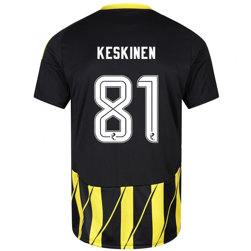 Herren Fußball Topi Keskinen #81 Schwarz Gelb Auswärtstrikot Trikot 2024/25 T-Shirt Luxemburg