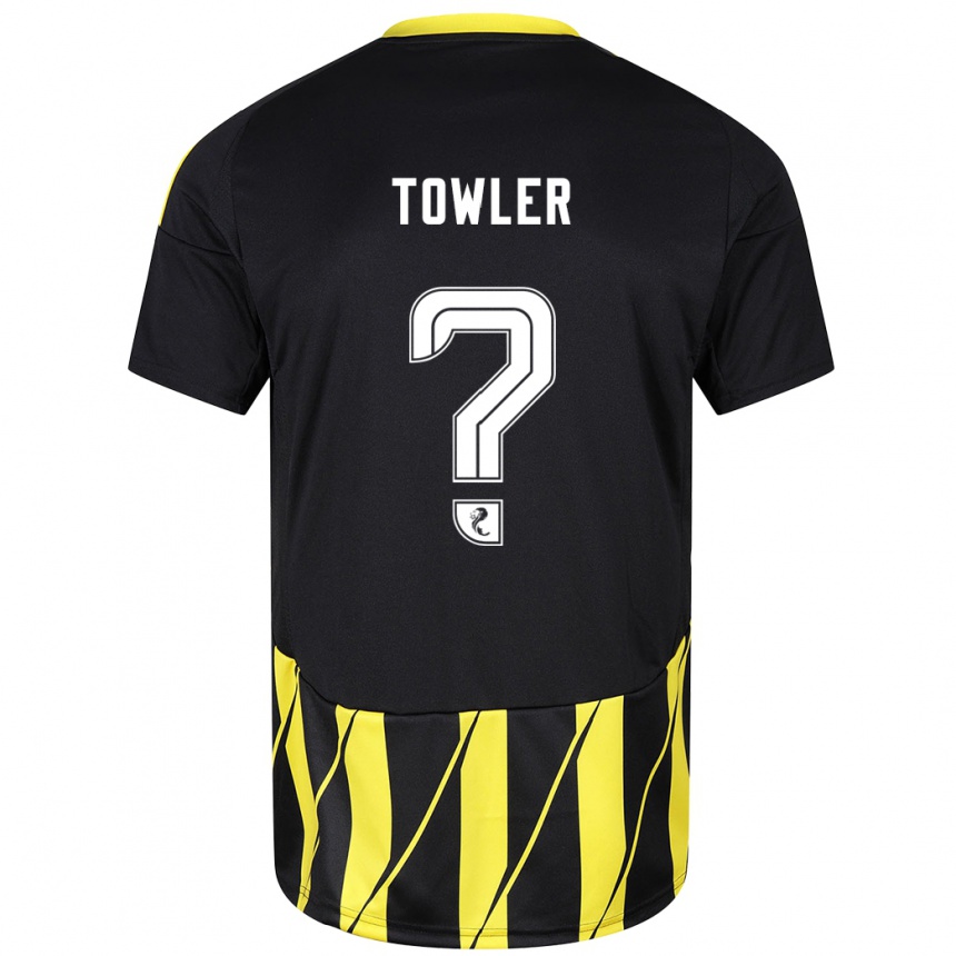 Herren Fußball Evan Towler #0 Schwarz Gelb Auswärtstrikot Trikot 2024/25 T-Shirt Luxemburg