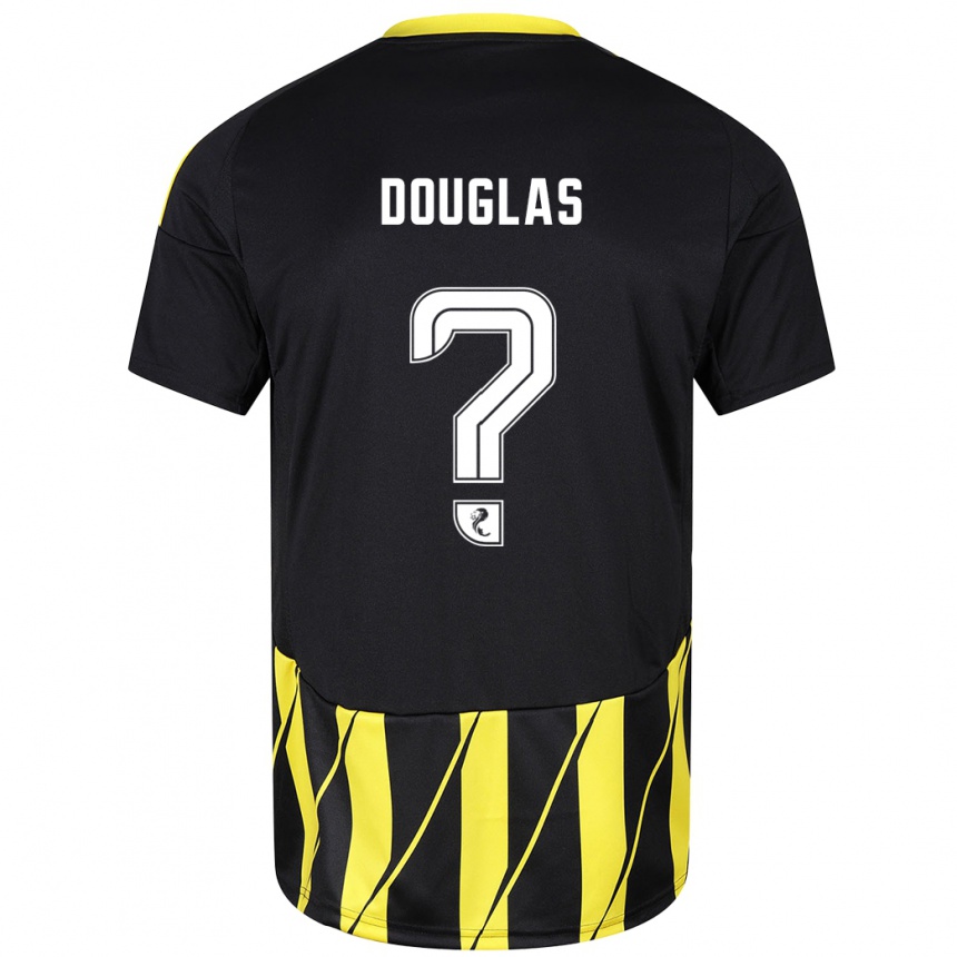 Herren Fußball Connor Douglas #0 Schwarz Gelb Auswärtstrikot Trikot 2024/25 T-Shirt Luxemburg