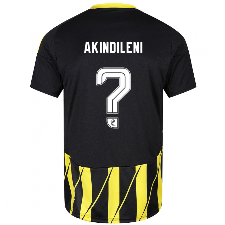 Herren Fußball Timothy Akindileni #0 Schwarz Gelb Auswärtstrikot Trikot 2024/25 T-Shirt Luxemburg