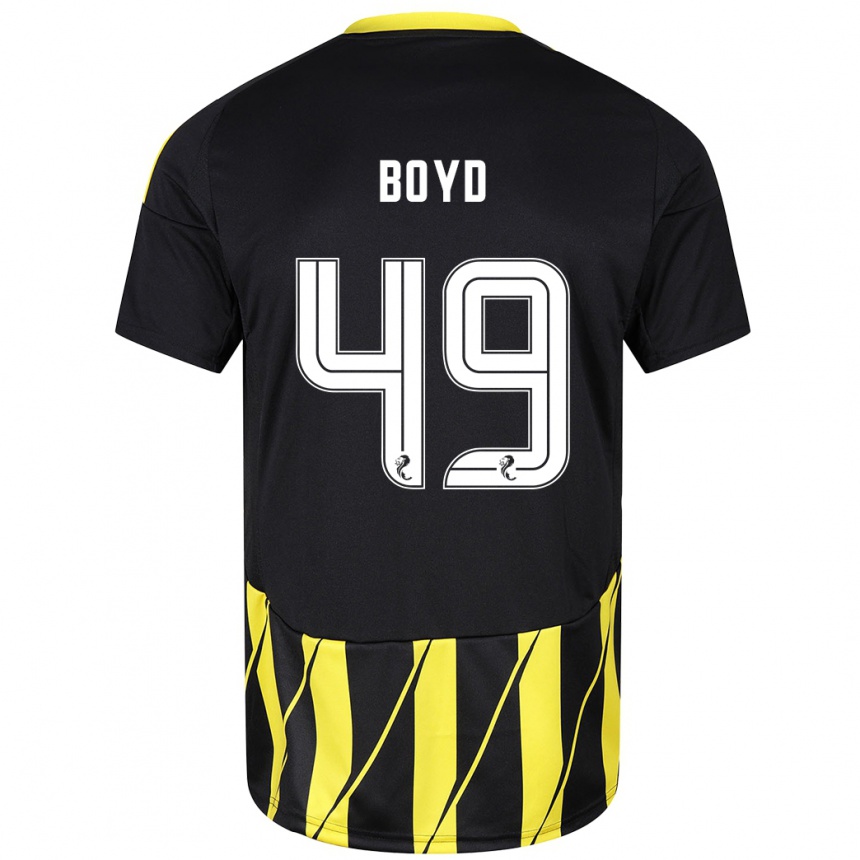 Herren Fußball Fletcher Boyd #49 Schwarz Gelb Auswärtstrikot Trikot 2024/25 T-Shirt Luxemburg