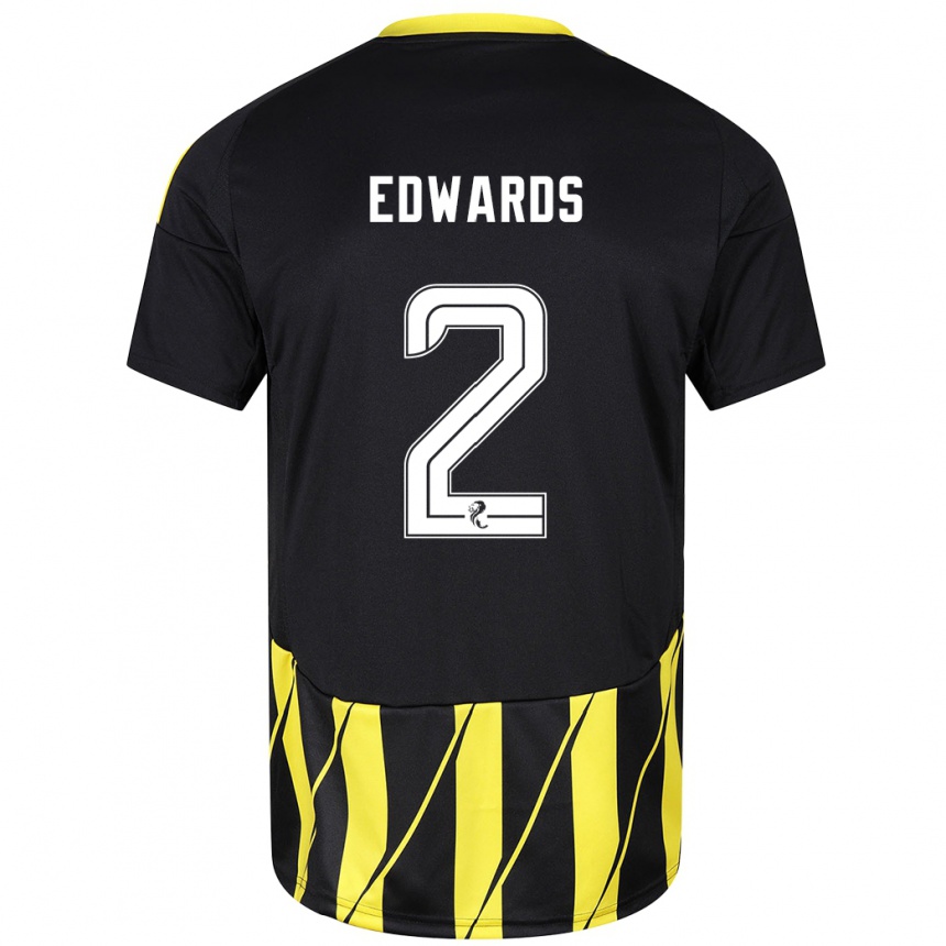 Herren Fußball Lois Edwards #2 Schwarz Gelb Auswärtstrikot Trikot 2024/25 T-Shirt Luxemburg