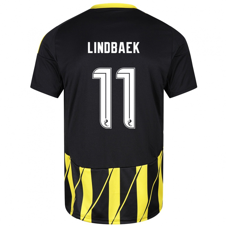 Herren Fußball Adele Lindbaek #11 Schwarz Gelb Auswärtstrikot Trikot 2024/25 T-Shirt Luxemburg