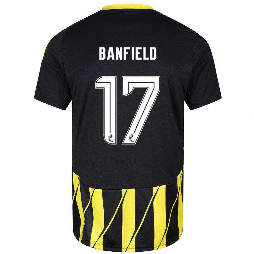 Herren Fußball Keeley Banfield #17 Schwarz Gelb Auswärtstrikot Trikot 2024/25 T-Shirt Luxemburg