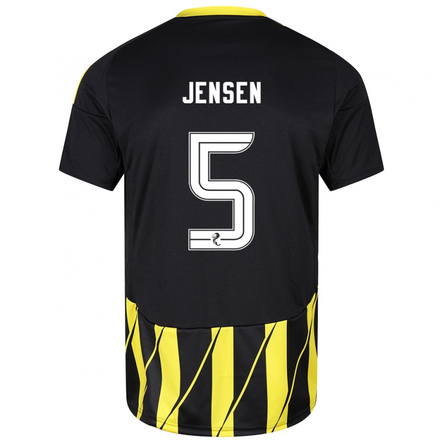 Herren Fußball Richard Jensen #5 Schwarz Gelb Auswärtstrikot Trikot 2024/25 T-Shirt Luxemburg