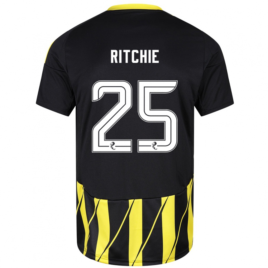 Herren Fußball Tom Ritchie #25 Schwarz Gelb Auswärtstrikot Trikot 2024/25 T-Shirt Luxemburg