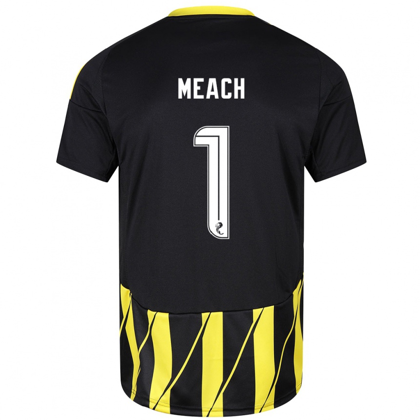 Herren Fußball Aaliyah-Jay Meach #1 Schwarz Gelb Auswärtstrikot Trikot 2024/25 T-Shirt Luxemburg