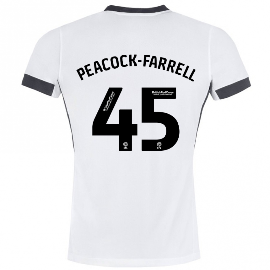 Herren Fußball Bailey Peacock-Farrell #45 Weiß Schwarz Auswärtstrikot Trikot 2024/25 T-Shirt Luxemburg