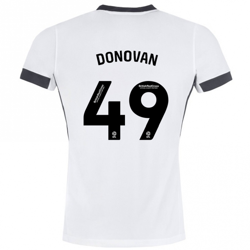 Herren Fußball Romelle Donovan #49 Weiß Schwarz Auswärtstrikot Trikot 2024/25 T-Shirt Luxemburg