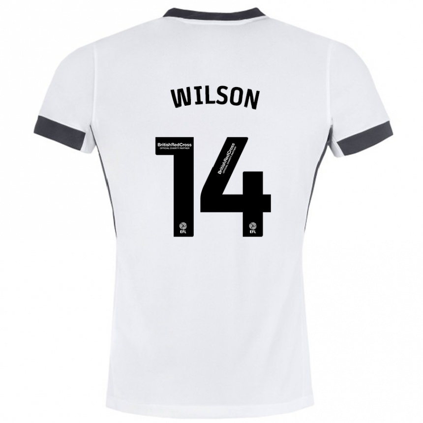 Herren Fußball Siobhan Wilson #14 Weiß Schwarz Auswärtstrikot Trikot 2024/25 T-Shirt Luxemburg