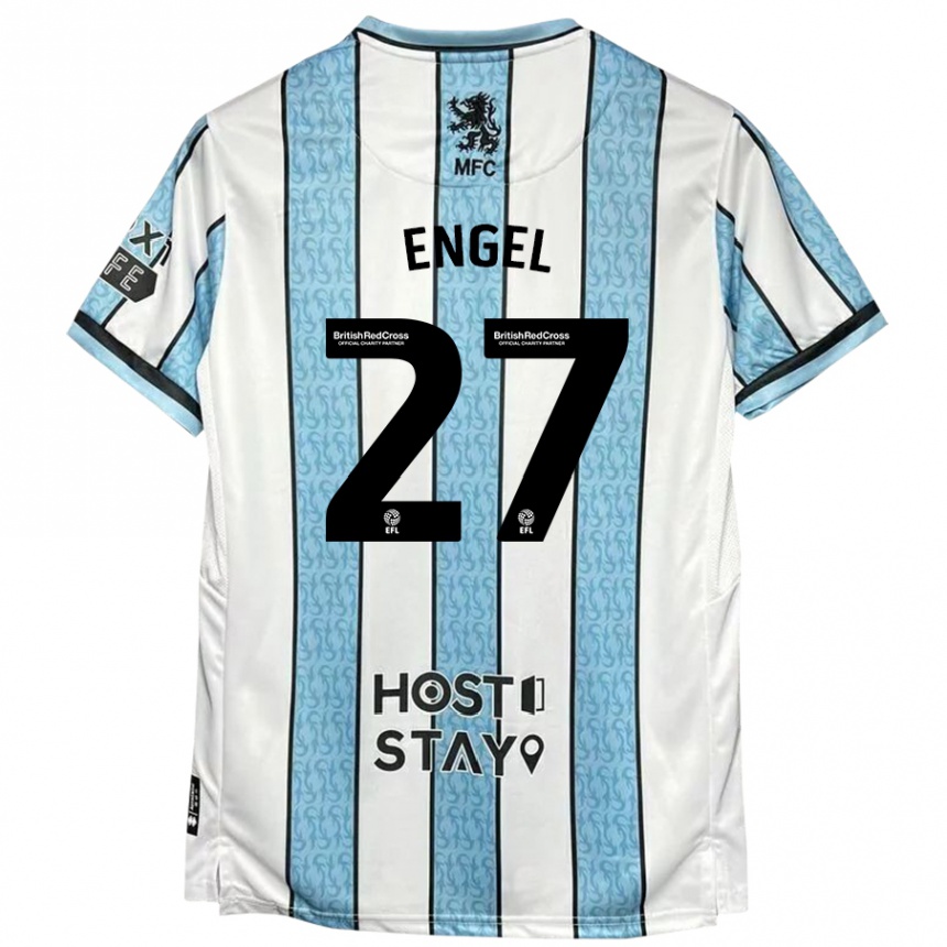 Herren Fußball Lukas Engel #27 Weiß Blau Auswärtstrikot Trikot 2024/25 T-Shirt Luxemburg