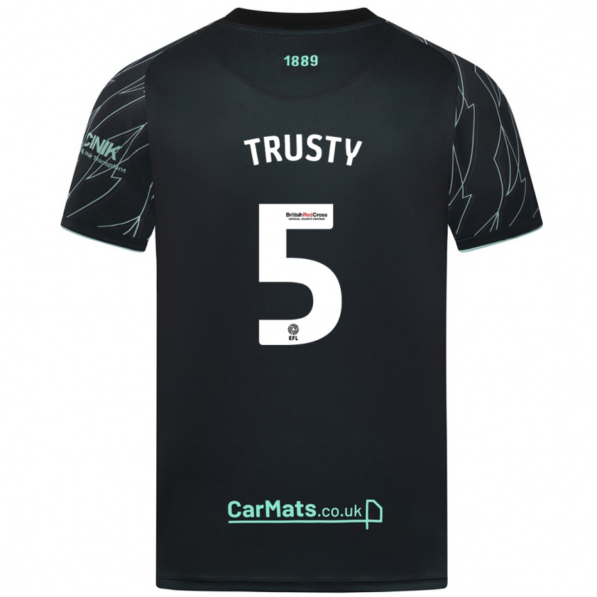 Herren Fußball Auston Trusty #5 Schwarz Grün Auswärtstrikot Trikot 2024/25 T-Shirt Luxemburg