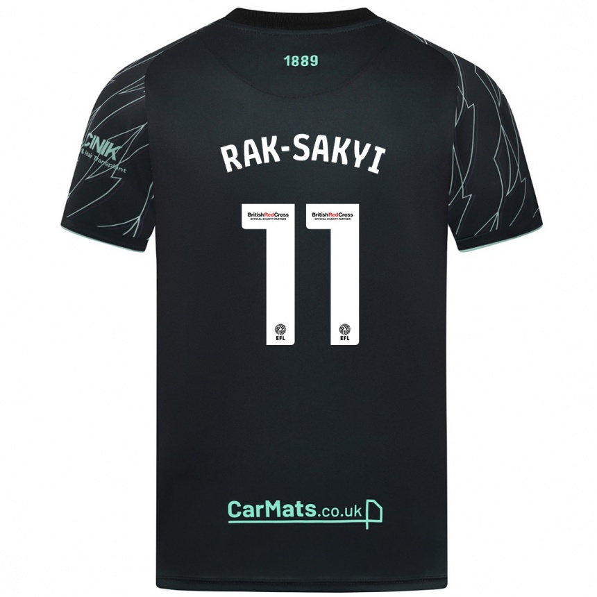 Herren Fußball Jesurun Rak-Sakyi #11 Schwarz Grün Auswärtstrikot Trikot 2024/25 T-Shirt Luxemburg