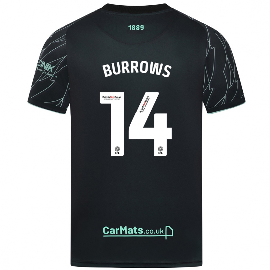 Herren Fußball Harrison Burrows #14 Schwarz Grün Auswärtstrikot Trikot 2024/25 T-Shirt Luxemburg