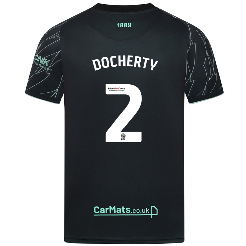 Herren Fußball Charley Docherty #2 Schwarz Grün Auswärtstrikot Trikot 2024/25 T-Shirt Luxemburg