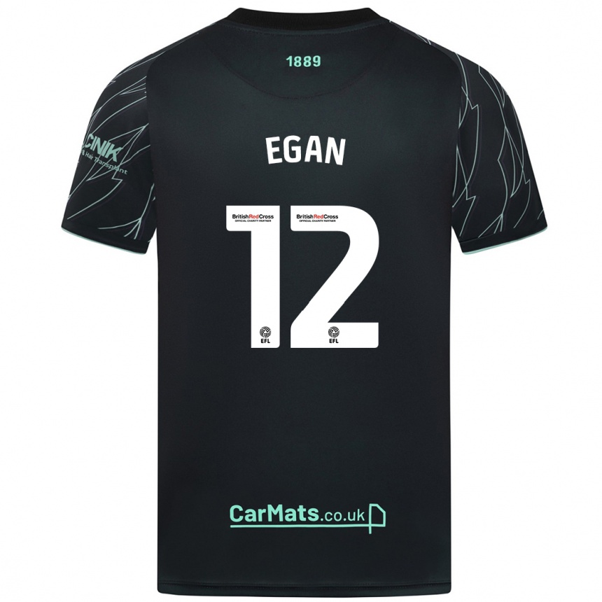 Herren Fußball John Egan #12 Schwarz Grün Auswärtstrikot Trikot 2024/25 T-Shirt Luxemburg