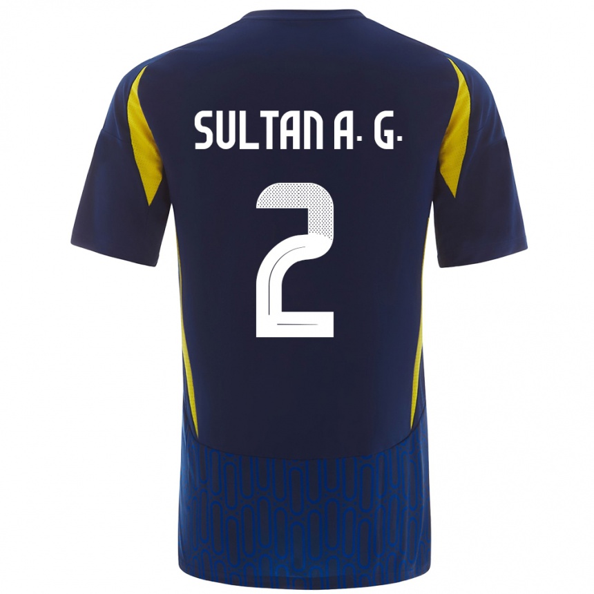 Herren Fußball Sultan Al-Ghannam #2 Blau Gelb Auswärtstrikot Trikot 2024/25 T-Shirt Luxemburg