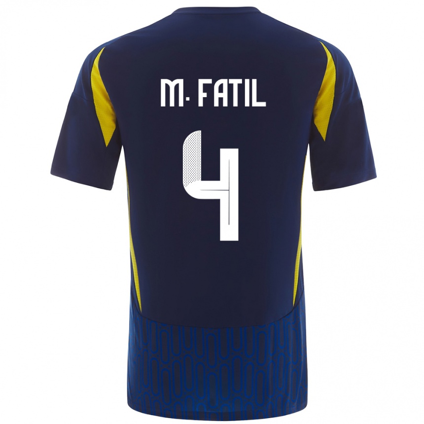 Herren Fußball Mohammed Al-Fatil #4 Blau Gelb Auswärtstrikot Trikot 2024/25 T-Shirt Luxemburg