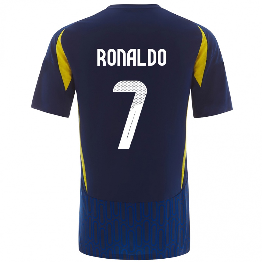 Herren Fußball Cristiano Ronaldo #7 Blau Gelb Auswärtstrikot Trikot 2024/25 T-Shirt Luxemburg