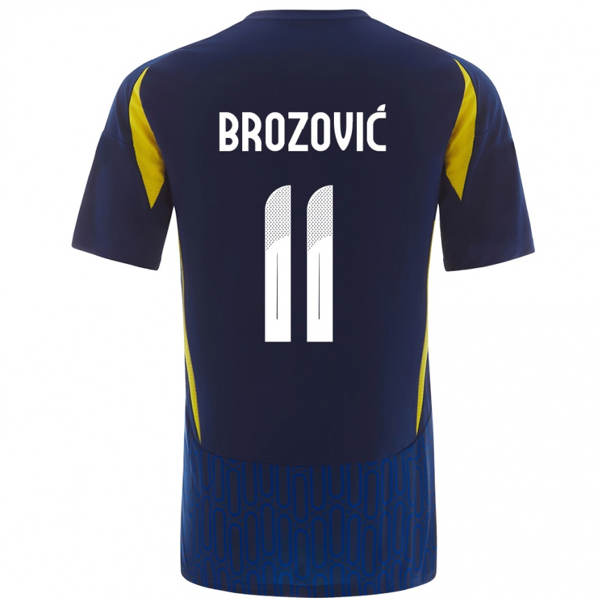 Herren Fußball Marcelo Brozovic #11 Blau Gelb Auswärtstrikot Trikot 2024/25 T-Shirt Luxemburg