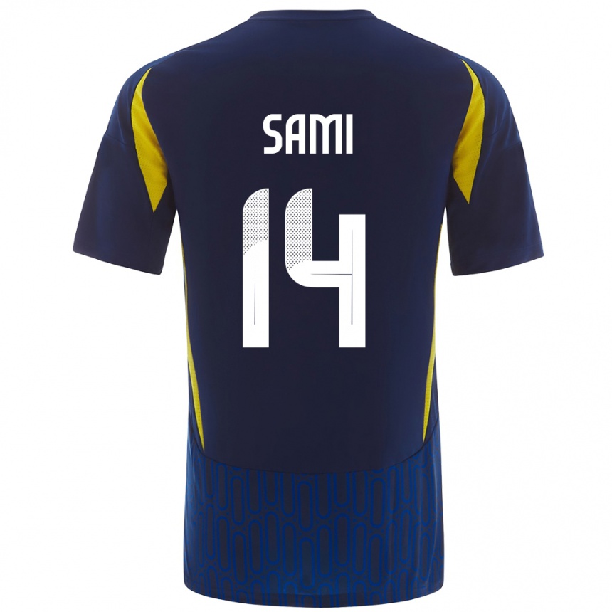 Herren Fußball Sami Al-Najei #14 Blau Gelb Auswärtstrikot Trikot 2024/25 T-Shirt Luxemburg