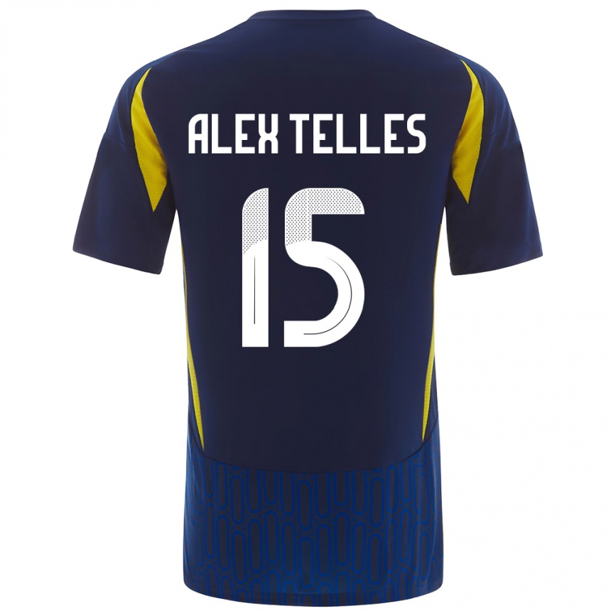 Herren Fußball Alex Telles #15 Blau Gelb Auswärtstrikot Trikot 2024/25 T-Shirt Luxemburg