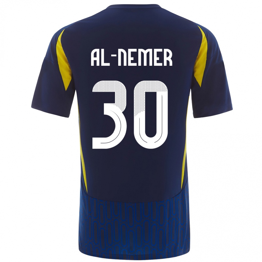 Herren Fußball Meshari Al-Nemer #30 Blau Gelb Auswärtstrikot Trikot 2024/25 T-Shirt Luxemburg