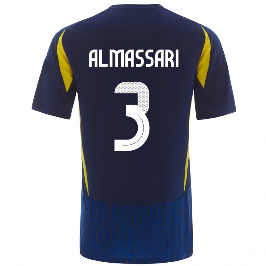 Herren Fußball Wadha Almassari #3 Blau Gelb Auswärtstrikot Trikot 2024/25 T-Shirt Luxemburg