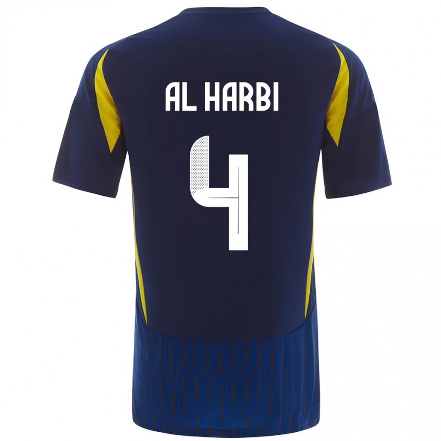 Herren Fußball Fay Al-Harbi #4 Blau Gelb Auswärtstrikot Trikot 2024/25 T-Shirt Luxemburg